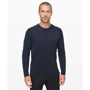 Lululemon Men’s Long Sleeve Henley Mineral Blue / True Navy - Small